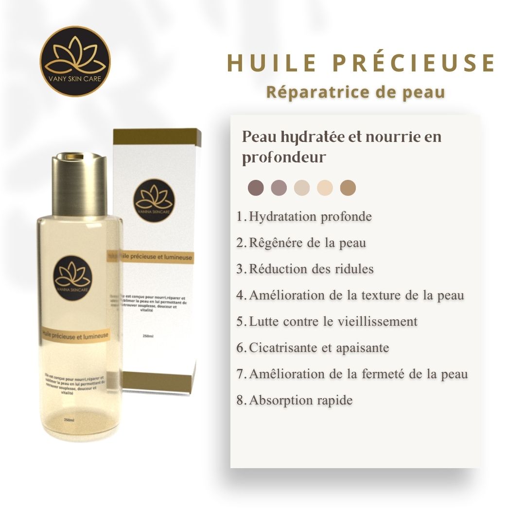 Huile Précieuse Vanina Skincare - Contre l'Hyperpigmentation, Répare et Régénère la Peau